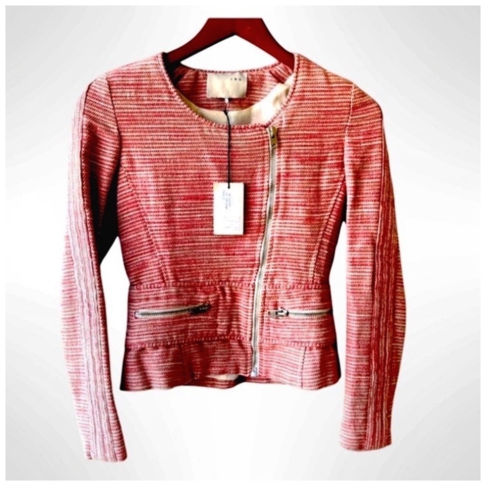 IRO Red Textured Zip-Front Blazer Jacket